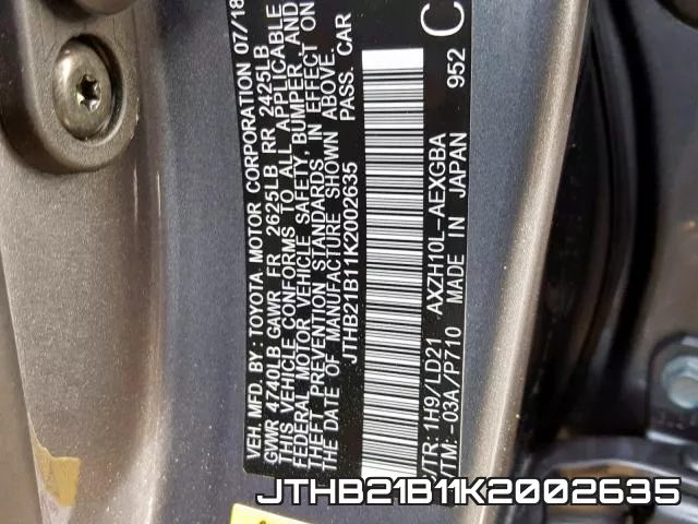 JTHB21B11K2002635 фото 2