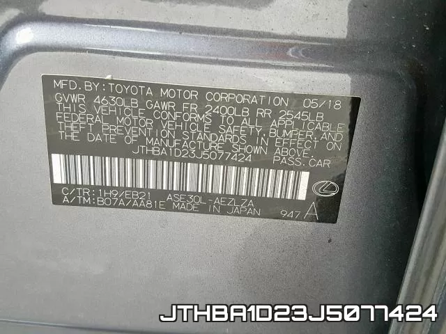 JTHBA1D23J5077424 фото 2