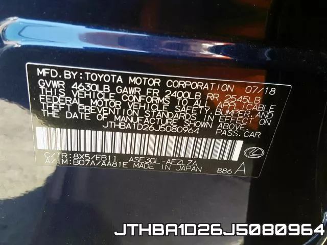 JTHBA1D26J5080964 фото 2