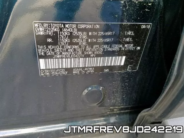 JTMRFREV8JD242219 фото 2
