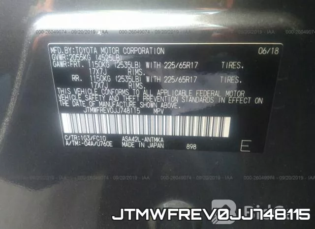 JTMWFREV0JJ748115 фото 8