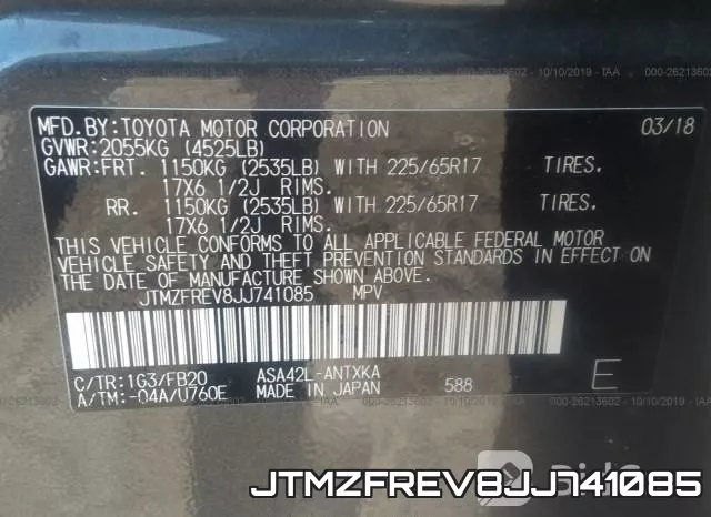 JTMZFREV8JJ741085 фото 10