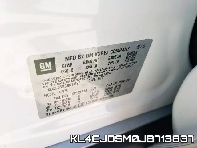 KL4CJDSM0JB713837 фото 2