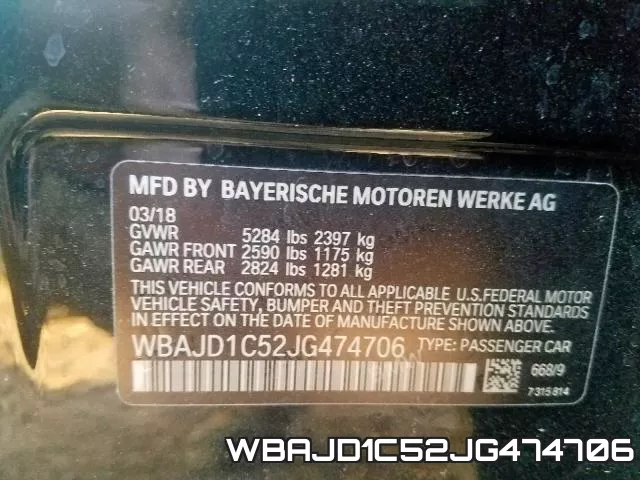 WBAJD1C52JG474706 фото 2