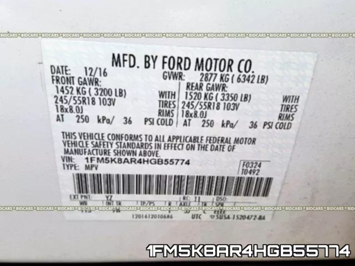 1FM5K8AR4HGB55774 фото 2