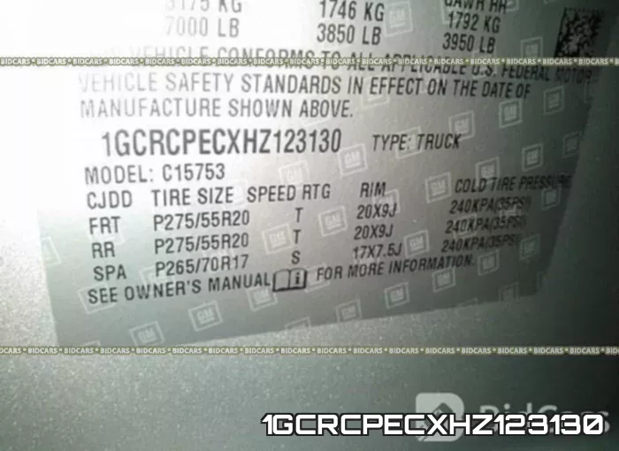 1GCRCPECXHZ123130 фото 10