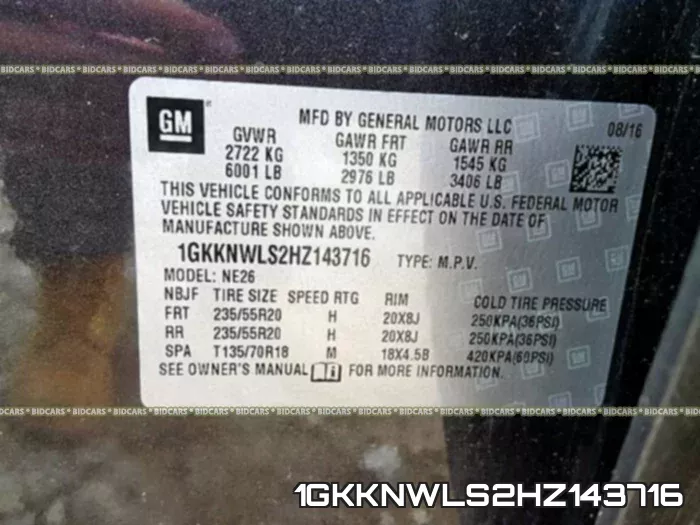 1GKKNWLS2HZ143716 фото 2