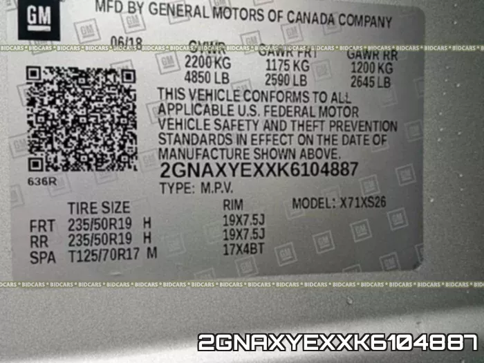 2GNAXYEXXK6104887 фото 2