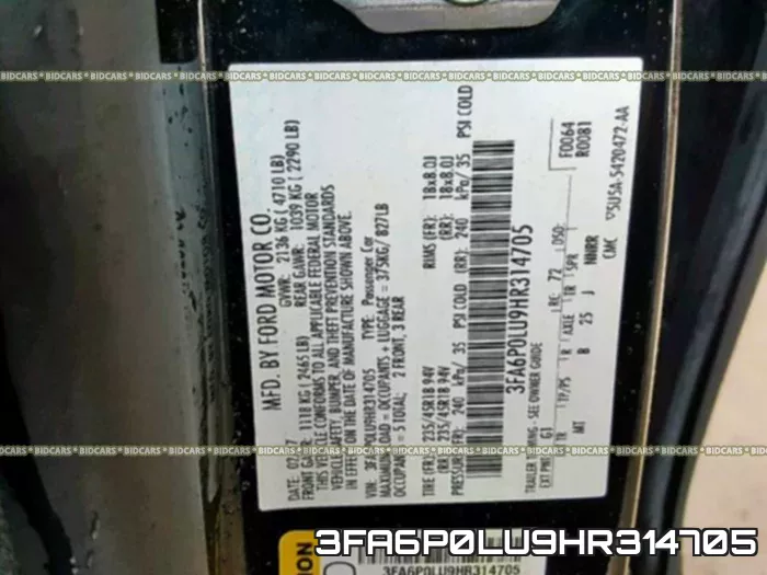 3FA6P0LU9HR314705 фото 2