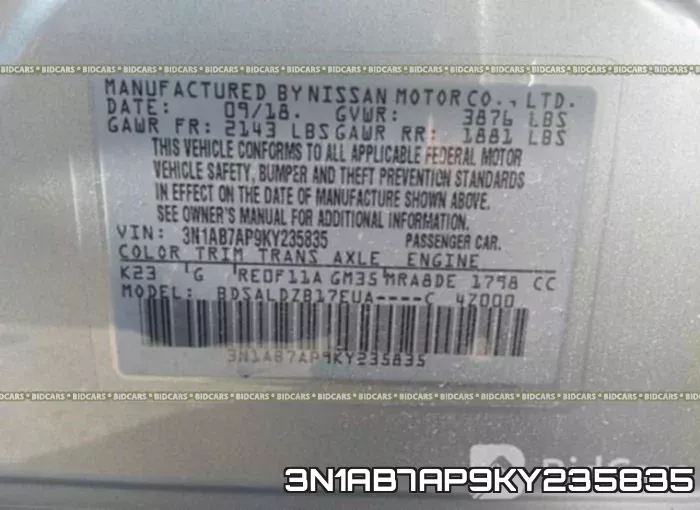3N1AB7AP9KY235835 фото 10