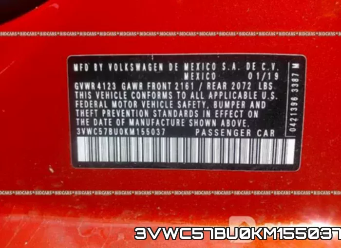 3VWC57BU0KM155037 фото 10