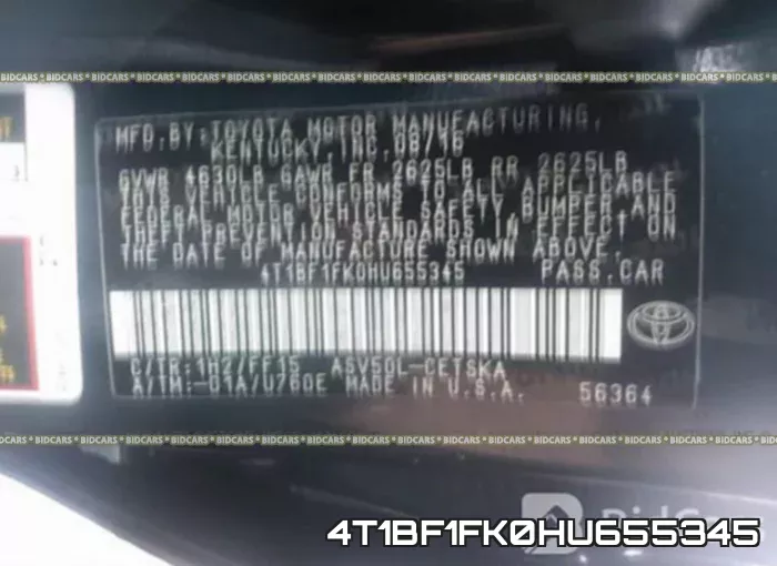 4T1BF1FK0HU655345 фото 10