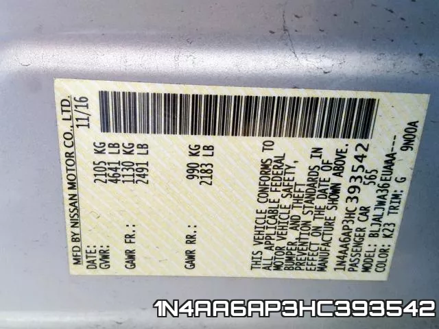1N4AA6AP3HC393542 фото 2