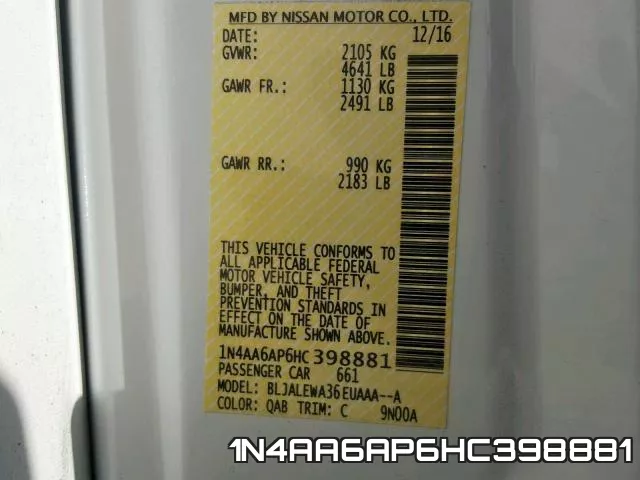 1N4AA6AP6HC398881 фото 2