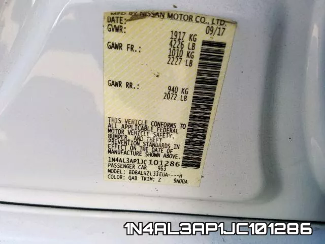1N4AL3AP1JC101286 фото 2