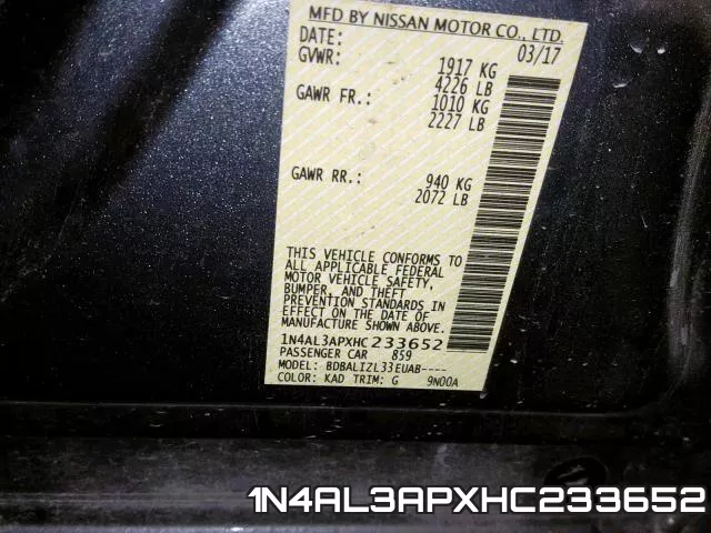 1N4AL3APXHC233652 фото 2