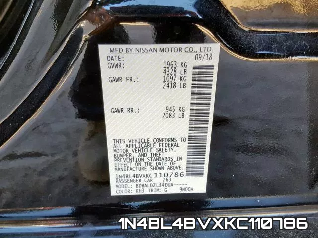 1N4BL4BVXKC110786 фото 2