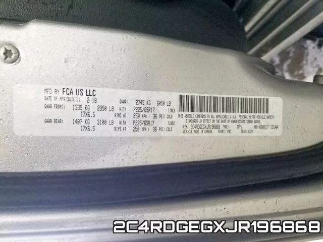 2C4RDGEGXJR196868 фото 2
