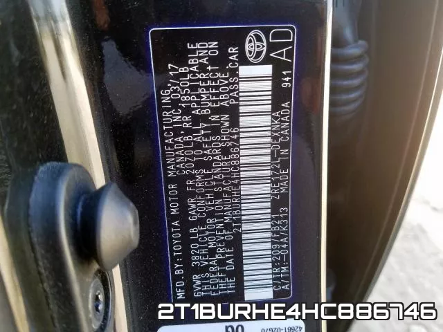 2T1BURHE4HC886746 фото 2