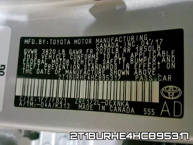 2T1BURHE4HC895317 фото 2