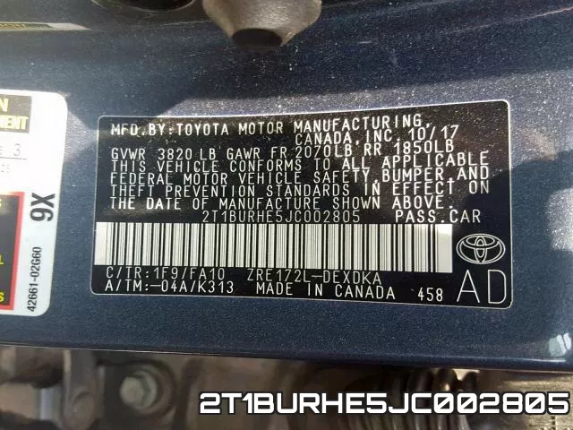 2T1BURHE5JC002805 фото 2