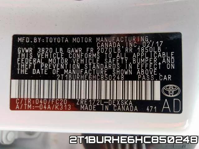 2T1BURHE6HC850248 фото 2