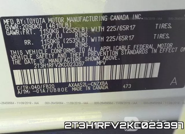 2T3H1RFV2KC023397 фото 10