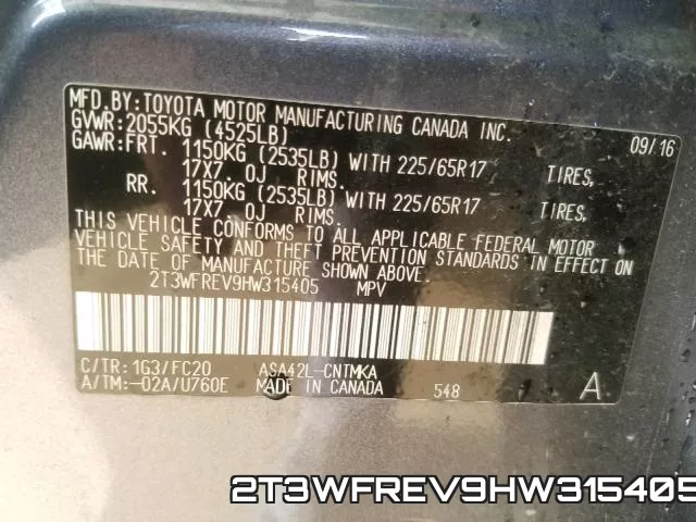 2T3WFREV9HW315405 фото 2