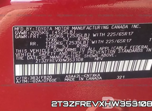 2T3ZFREVXHW353108 фото 10