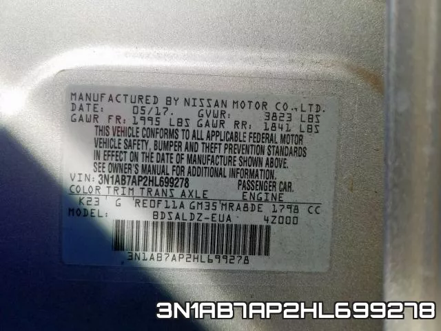 3N1AB7AP2HL699278 фото 2