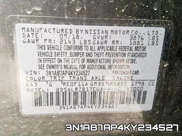 3N1AB7AP4KY234527 фото 2