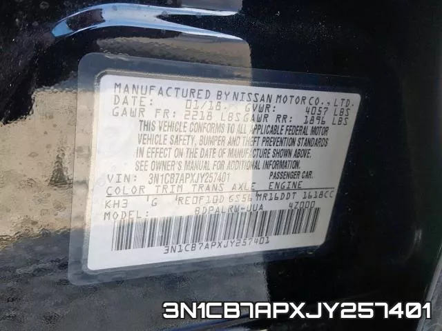 3N1CB7APXJY257401 фото 2