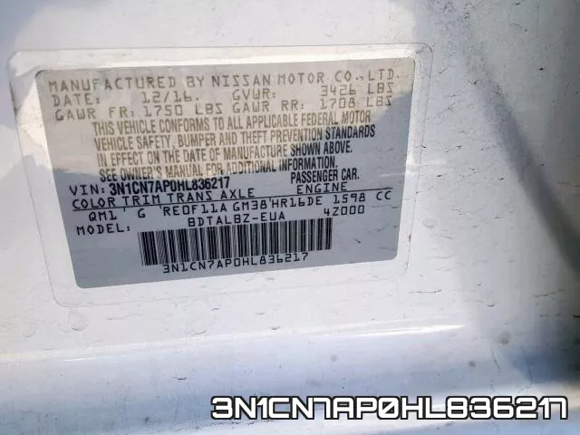 3N1CN7AP0HL836217 фото 2