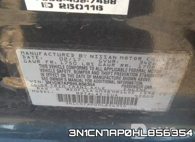 3N1CN7AP0HL856354 фото 7