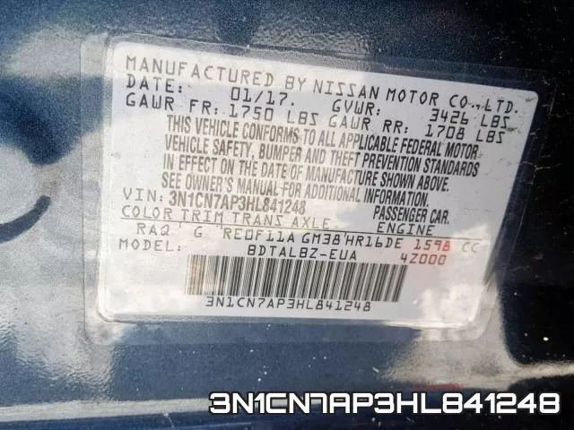 3N1CN7AP3HL841248 фото 2