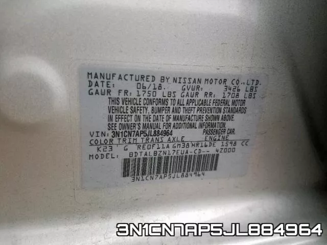 3N1CN7AP5JL884964 фото 2