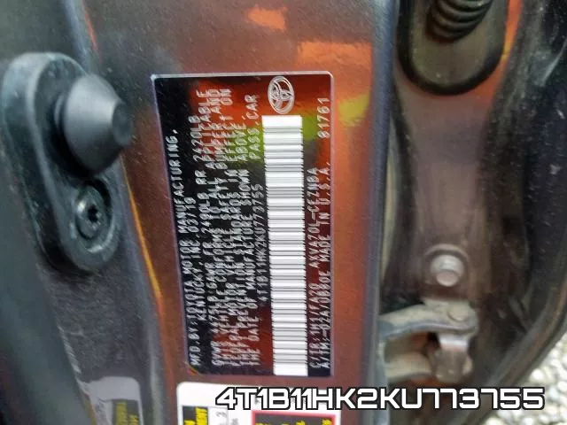 4T1B11HK2KU773755 фото 2