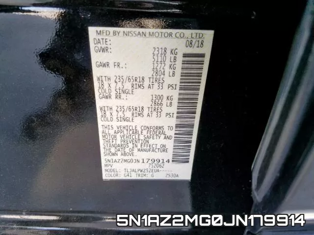 5N1AZ2MG0JN179914 фото 2