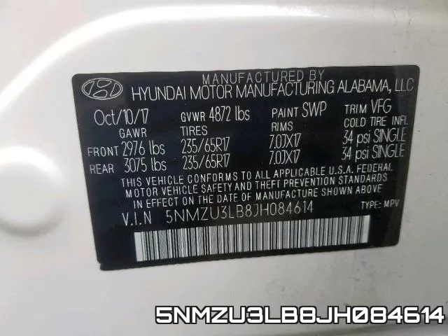 5NMZU3LB8JH084614 фото 2