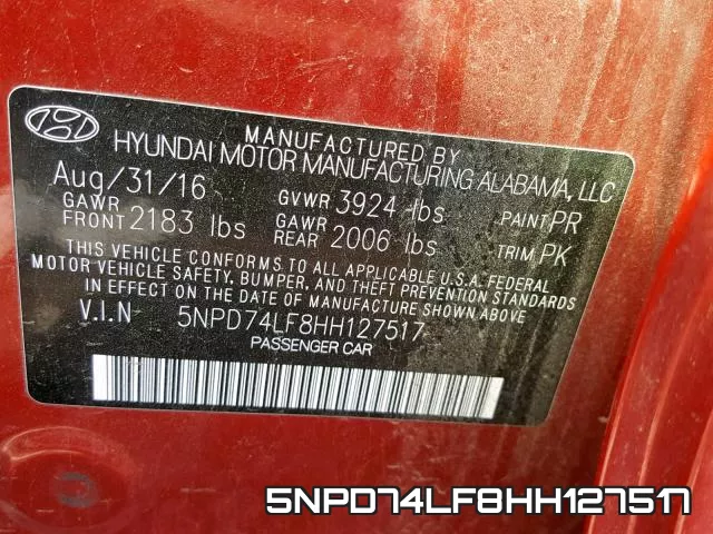 5NPD74LF8HH127517 фото 2