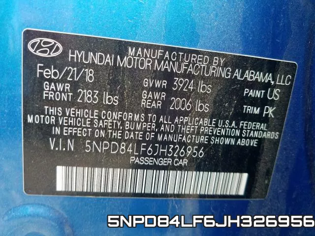5NPD84LF6JH326956 фото 2