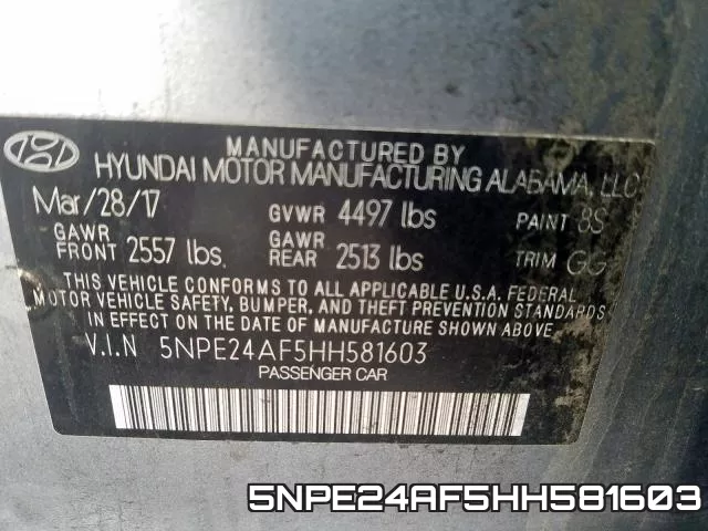 5NPE24AF5HH581603 фото 2
