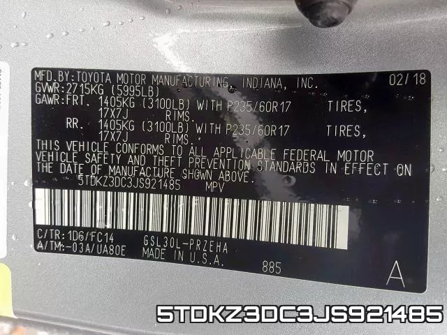 5TDKZ3DC3JS921485 фото 2