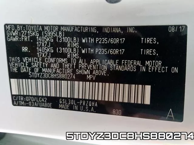 5TDYZ3DC8HS880274 фото 2