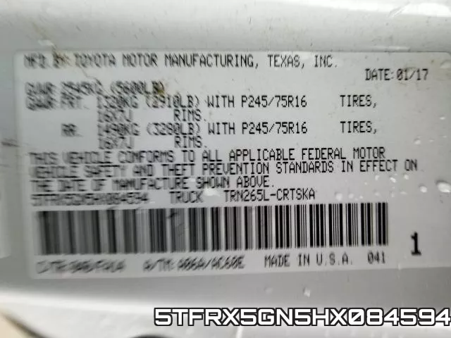 5TFRX5GN5HX084594 фото 2