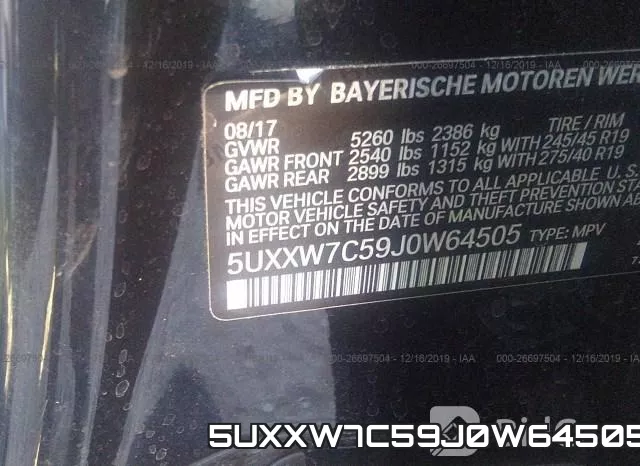 5UXXW7C59J0W64505 фото 9