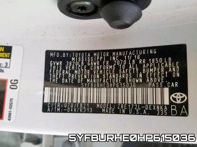 5YFBURHE0HP615036 фото 2