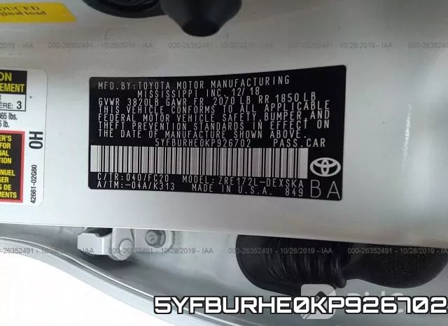 5YFBURHE0KP926702 фото 10