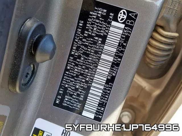 5YFBURHE1JP764996 фото 2