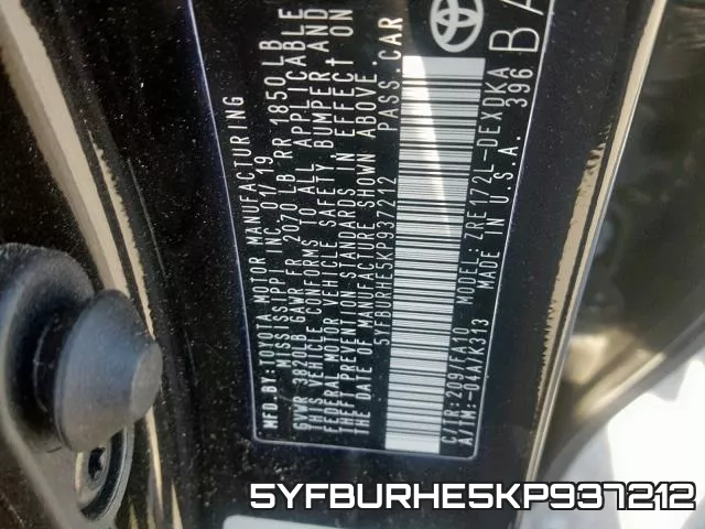 5YFBURHE5KP937212 фото 2